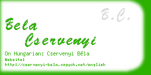 bela cservenyi business card